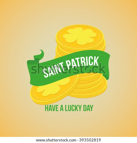 Isolated pile of coins on a colored background for patrick's day