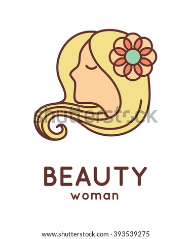 Woman faces and portraits in trendy linear style - beauty symbols for hair, spa salon or organic cosmetics. Thin line style