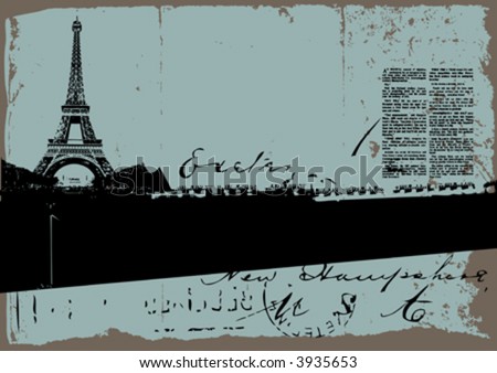 vector grungy background with eiffel tower-you can find lots of illustrations like this one in my gallery