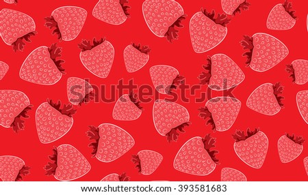Vector seamless pattern of strawberries. Chaotic strawberries