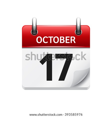 October 17 . Vector flat daily calendar icon. Date and time, day, month. Holiday.