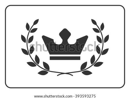 Best award label. Laurel wreath and crown success icon. Symbol of winner, champion, trophy or best, victory, honor emblem. White sign on white background. Isolated design element. Vector illustration.