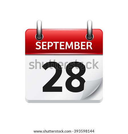 September 28 . Vector flat daily calendar icon. Date and time, day, month. Holiday.