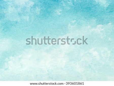 Hand painted watercolor sky and clouds, abstract watercolor background, vector illustration Royalty-Free Stock Photo #393601861