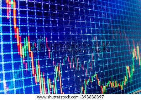 Business analysis diagram. Currency trading theme. Forex market charts on computer display. Conceptual view of the foreign exchange market. Market analysis for variation report of share price. 
