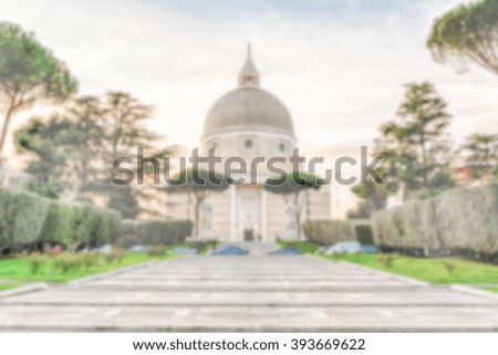 Defocused background with the Church of Santi Pietro e Paolo in   Rome, Italy. Intentionally blurred post production for bokeh effect