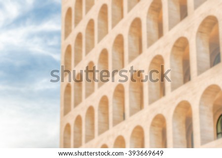Defocused background of neoclassical architecture in Rome, Italy. Intentionally blurred post production for bokeh effect