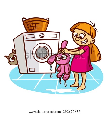 Household chores. Kids. Vector illustrations
