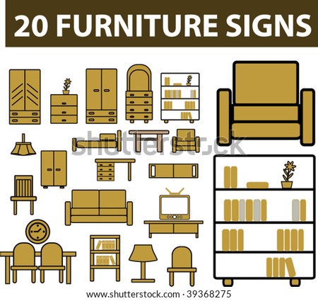 20 furniture signs. vector