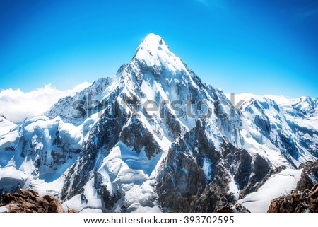 Mountain peak. Everest. National Park, Nepal. Royalty-Free Stock Photo #393702595
