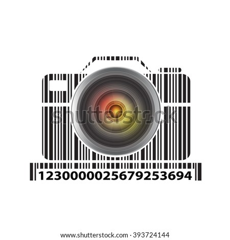camera as barcode, vector illustration