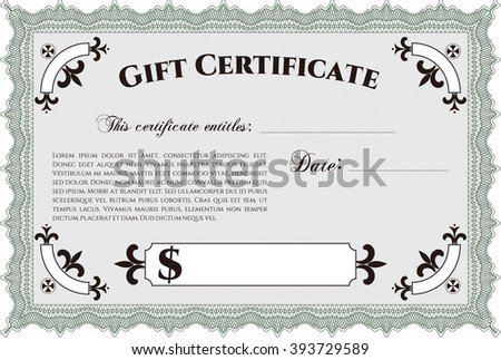 Retro Gift Certificate template. With complex linear background. Border, frame. Artistry design. 