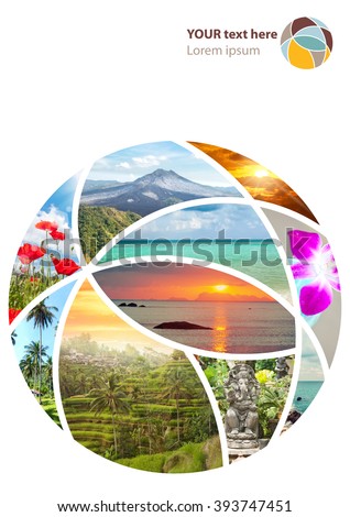Travel collage. Can be used for cover design, brochures, flyers. With space for text