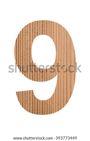 Number 9 with wooden photo background isolated on white background