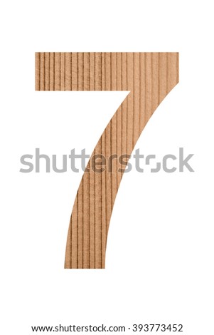 Number 7 with wooden photo background isolated on white background