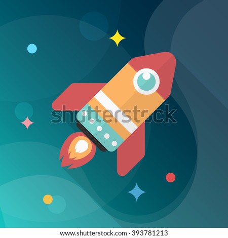 Rocket flat icon with long shadow,eps10,