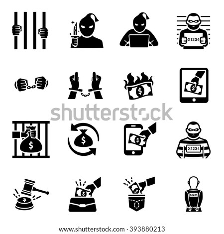 Criminal Thief Vector Icon Set Royalty-Free Stock Photo #393880213