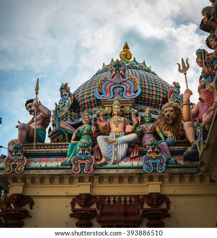 Fragment of decorations of the Hindu temple in Singapore