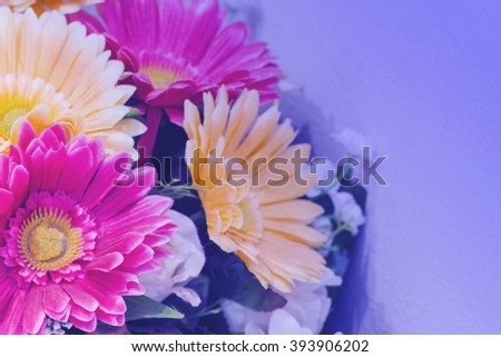 Abstract artificial flowers for background. Soft Focus Vintage.