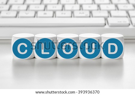Letter dice in front of a keyboard - Cloud