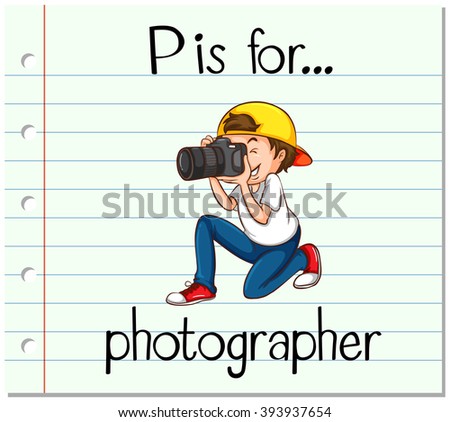 Flashcard alphabet P is for photographer illustration