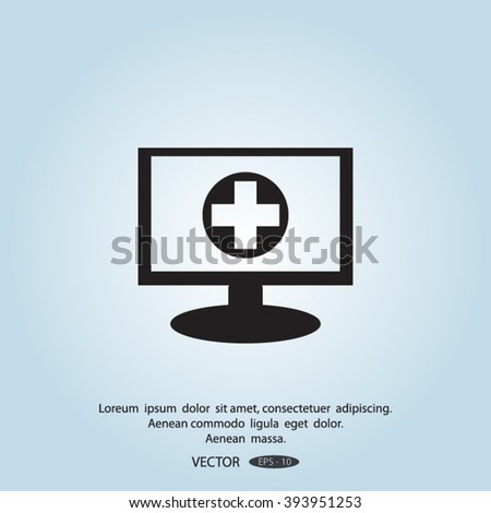 Monitor with mobile application logo medical care