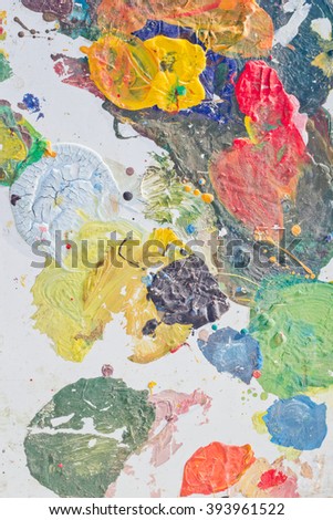 Abstract colorful texture background. Splash acrylic color on wood door.