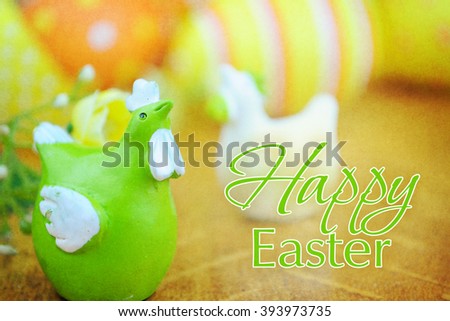Easter decoration with rabbit and eggs