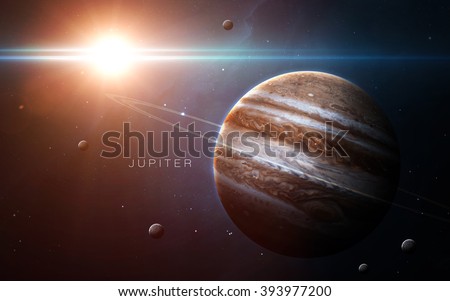 Jupiter - High resolution 3D images presents planets of the solar system. This image elements furnished by NASA. Royalty-Free Stock Photo #393977200