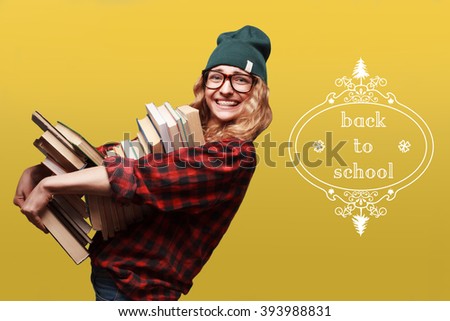 Book lover. Ready to study hard! back to school Royalty-Free Stock Photo #393988831