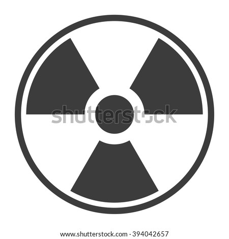 symbol of radioactive contamination with highlights on a black background, danger Royalty-Free Stock Photo #394042657
