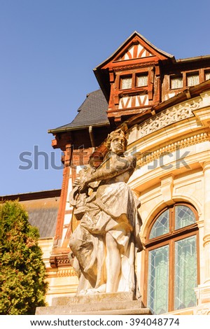One of the Peles Castle, a Neo-Renaissance castle in the Carpathian Mountains of Romania