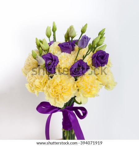 Close up of a flower bouquet on a white background