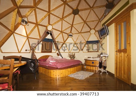 An interior of a hotel room issued in style "honeymoon".