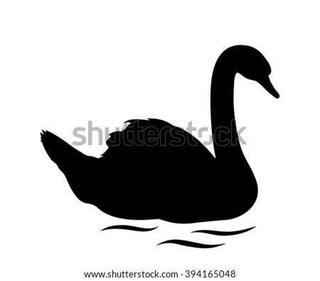 Black silhouette of swan. Vector illustration.