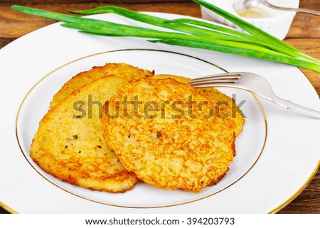 Fried Potato Pancakes. Belarusian and German Cuisine. Studio Photo