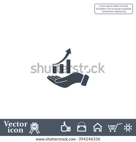 Infographic with hand, chart icon, vector illustration