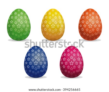 Set Easter eggs vector icon isolated on white background. Easter eggs for Easter holidays design. Star pattern on Easter eggs