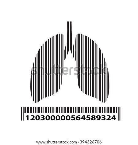 Lung as barcode, vector illustration.