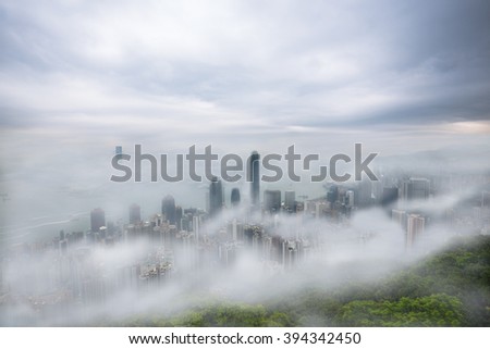 Cloudy and foggy hong kong, Victorial Peak