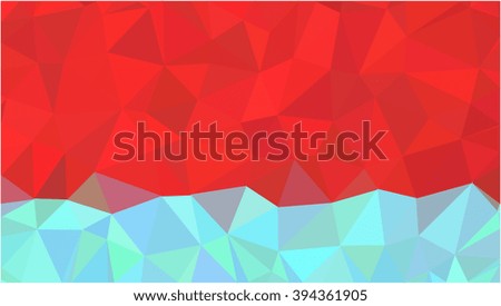Red and ice color low poly background