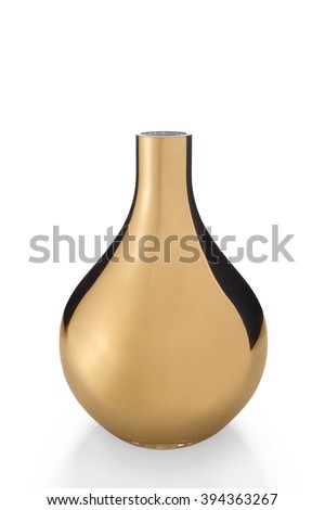 A cut-out of an empty, shiny, golden bulb vase, Royalty-Free Stock Photo #394363267
