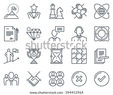 Business icon set suitable for info graphics, websites and print media. Black and white flat line icons. Royalty-Free Stock Photo #394452964