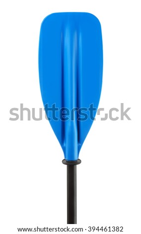 Close up of blue plastic boat paddle Royalty-Free Stock Photo #394461382