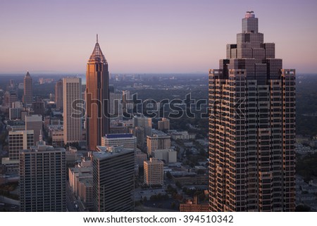 Downtown Atlanta, Georgia in sunset.