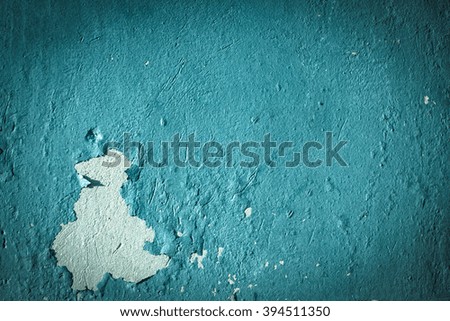 Peeling paint on wall seamless texture. Pattern of rustic blue grunge material.
