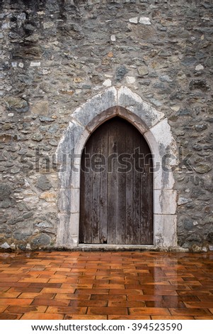 Ancient medieval castle door