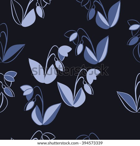 Seamless pattern of floral motif, leaf, branch, bud, spring  flower. Hand drawn.