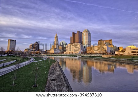 Columbus, Ohio reflected in the Scioto river