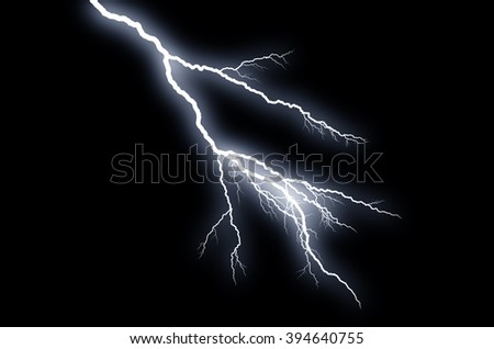 Fork Lightning: lightning bolt, isolated against black ground
 Royalty-Free Stock Photo #394640755